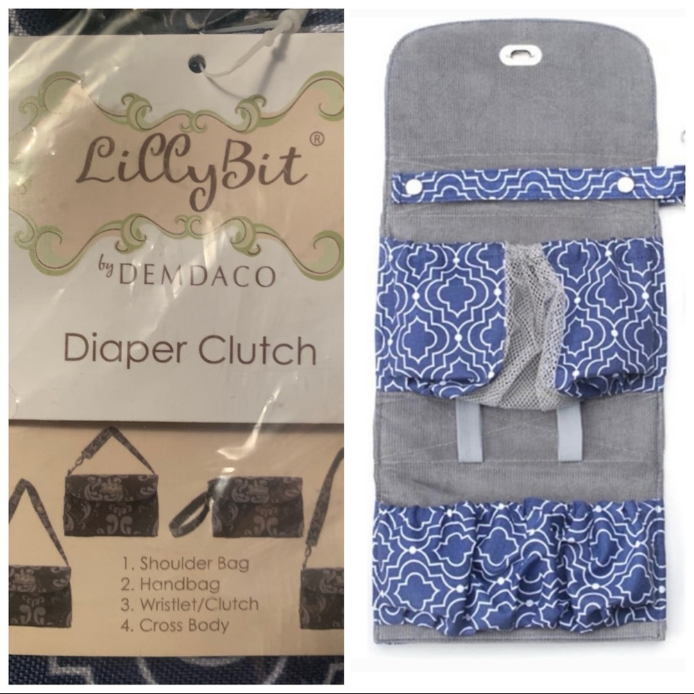 Lillybit by Demdaco Convertible Diaper Clutch – Blue, NWT – Crossbody, Wristlet
